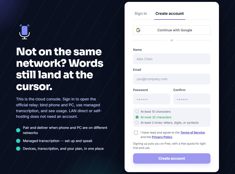 Web · flowmic.app/signin · Create account